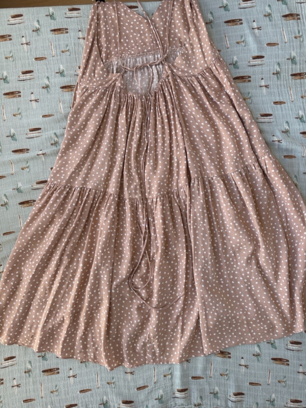 Millibon Dusty Rose Polka Dot Tiered Midi Dress EUC - Picture 5 of 5